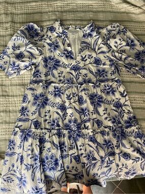Sugarlips White Dress with Blue Floral Print